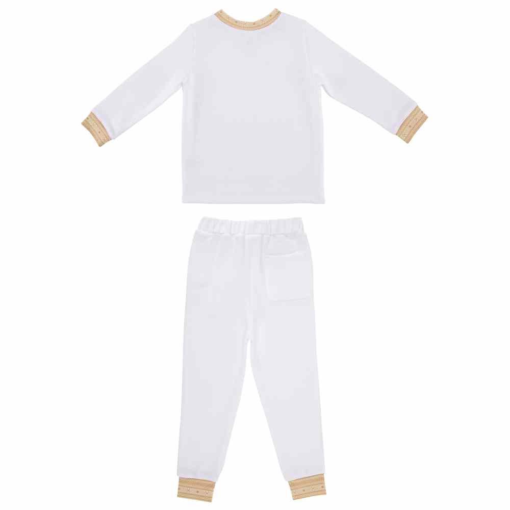 Thoub Saghiri - 2pc-Set - Boy's Sweatshirt & Sweatpants - White