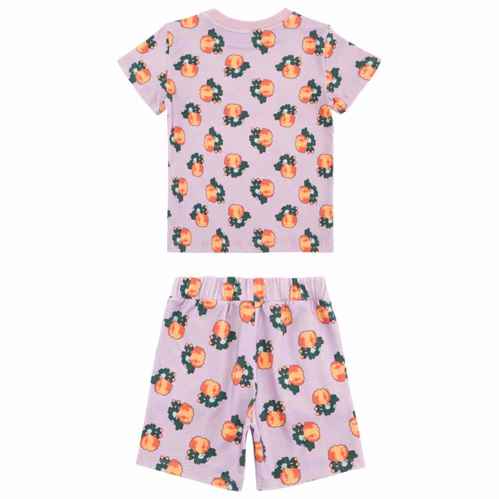 Thoub Saghiri - 2pc-Set - Girl's Printed T-Shirt & Shorts - Lilac