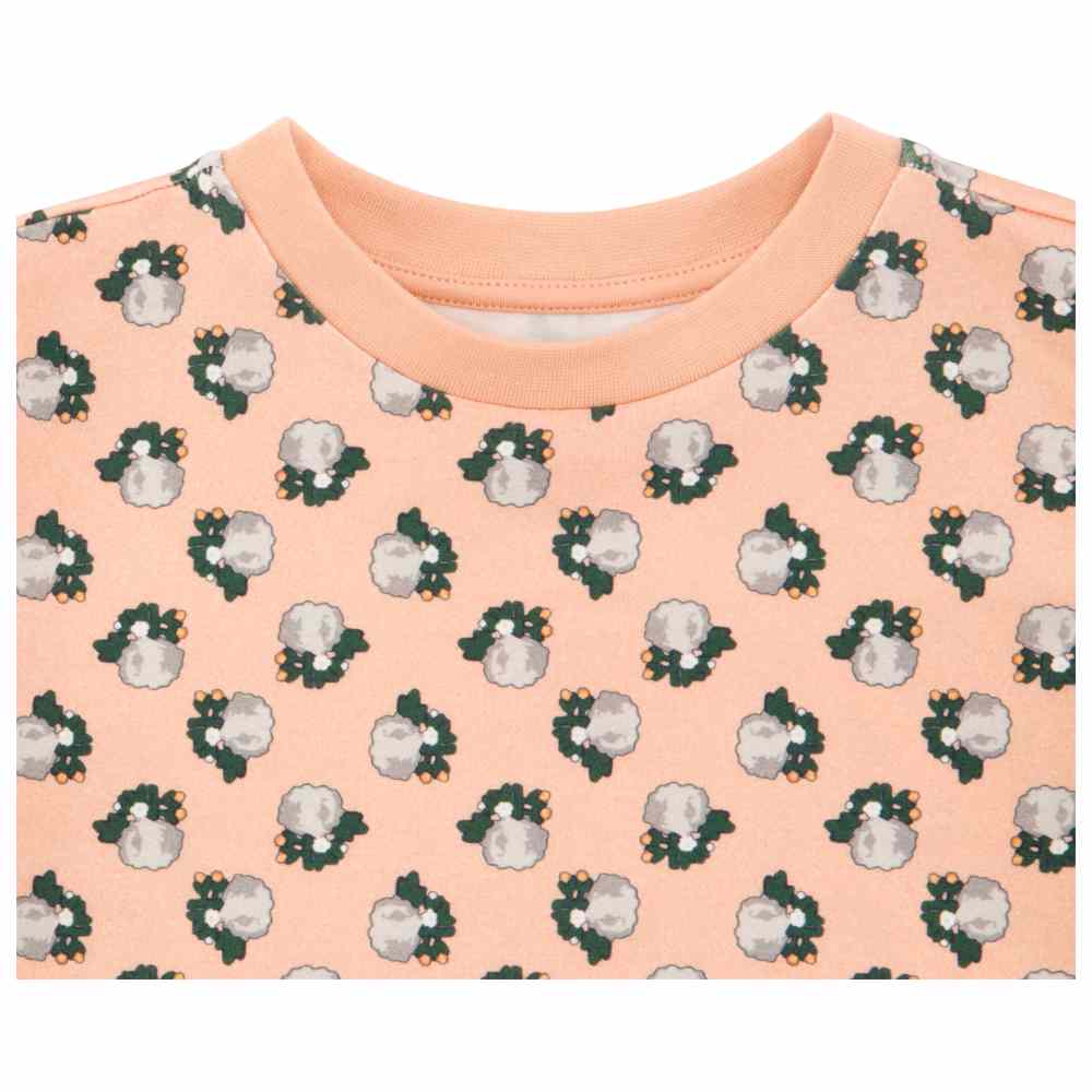 Thoub Saghiri - 2pc-Set - Girl's Printed T-Shirt & Shorts - Peach