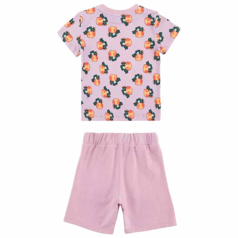 Thoub Saghiri - 2pc-Set - Girl's T-Shirt & Solid Shorts - Lilac