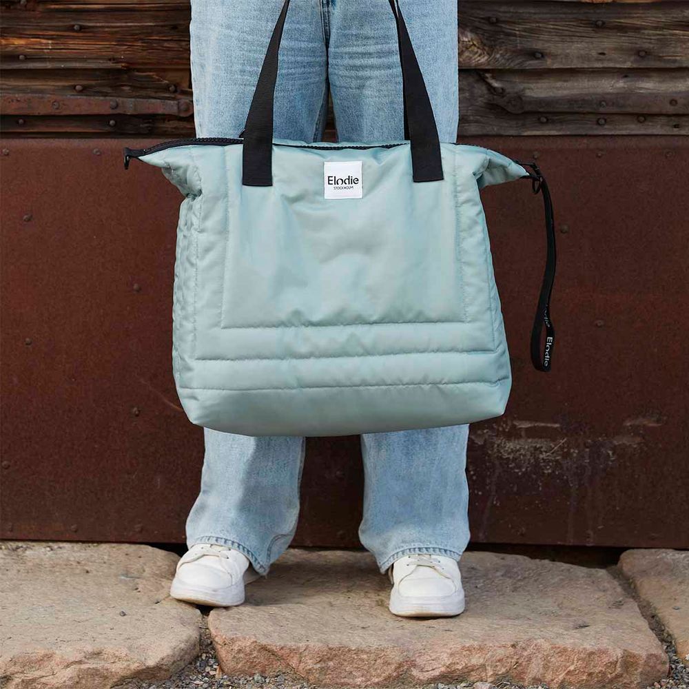 Elodie - Quilted Changing Bag With Changing Mat - Pebble Green