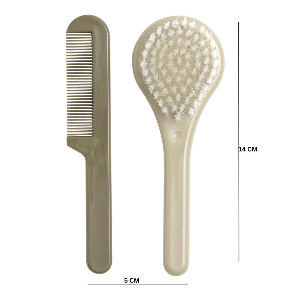 Luma - Baby Hair Brush And Comb Set - Olive Green - 2 Pcs
