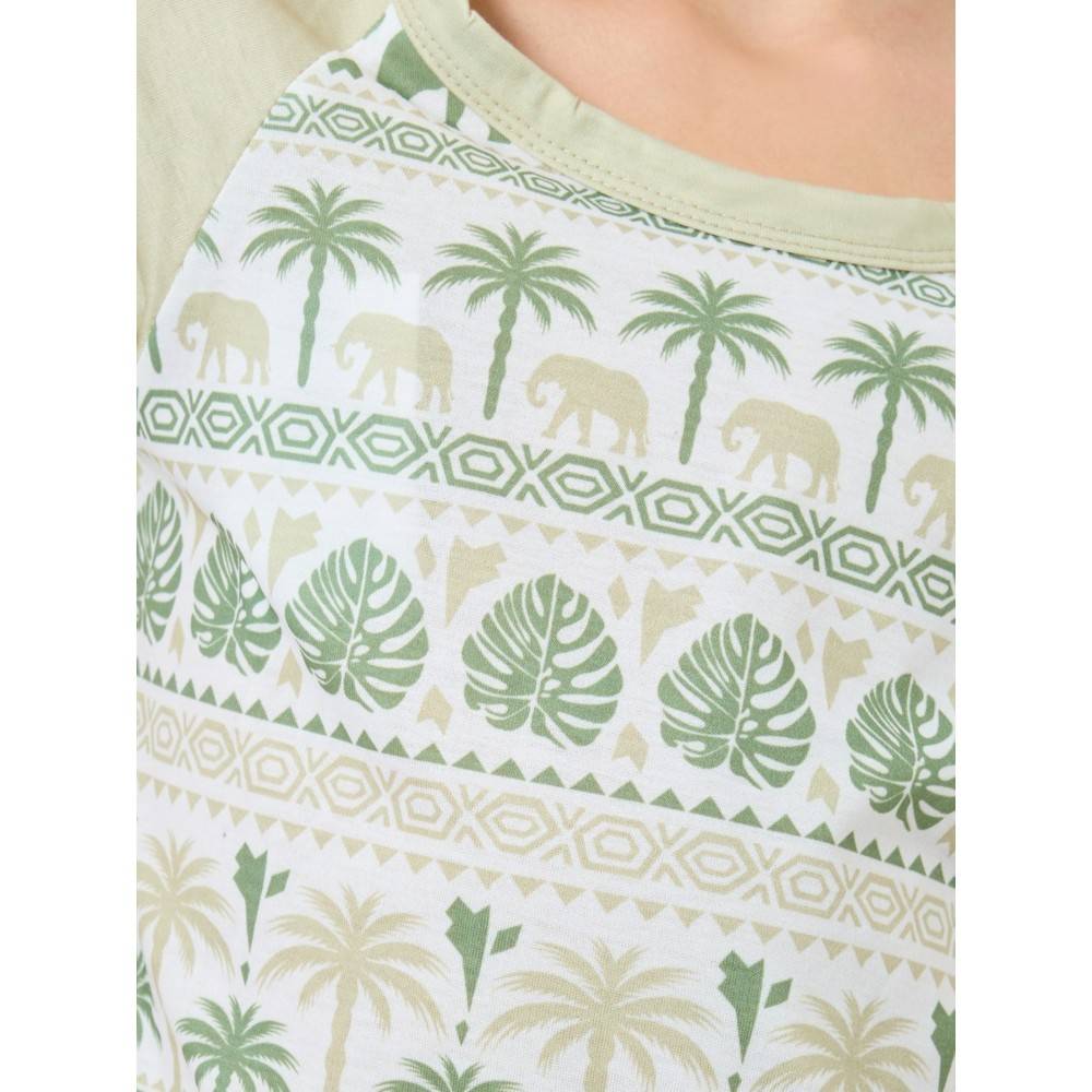 Take Two - 2pc-Set - Boy's Elephant Printed T-Shirt & Pyjama Pants - Green