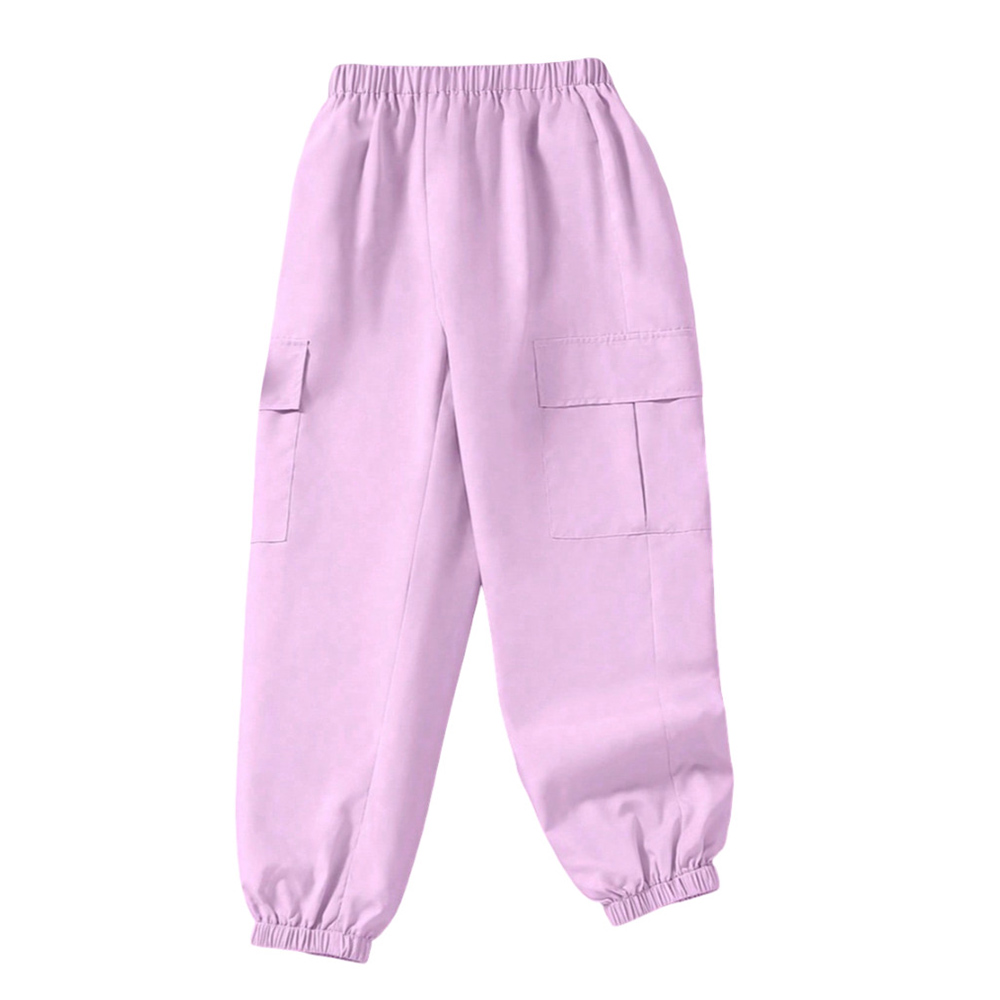 Take Two - Girl's Solid Cargo Joggers - Purple