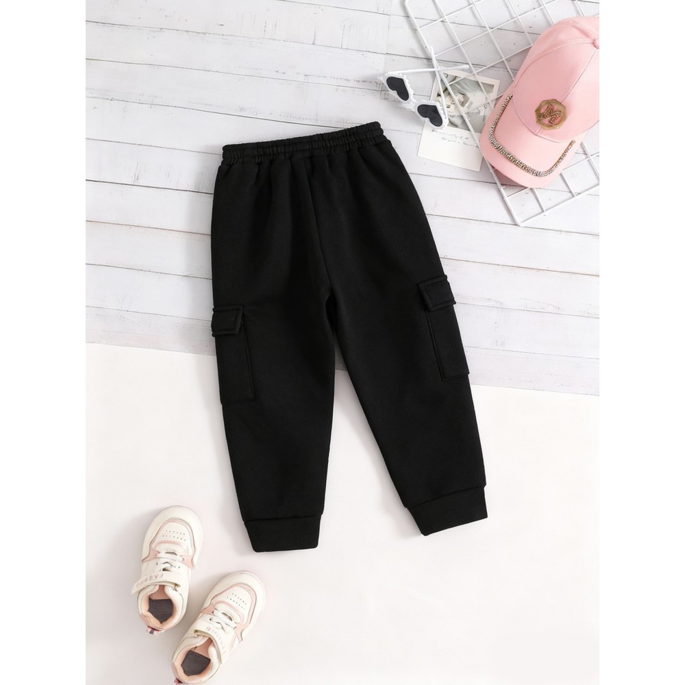 Take Two - Girl's Solid Cargo Joggers With Pockets