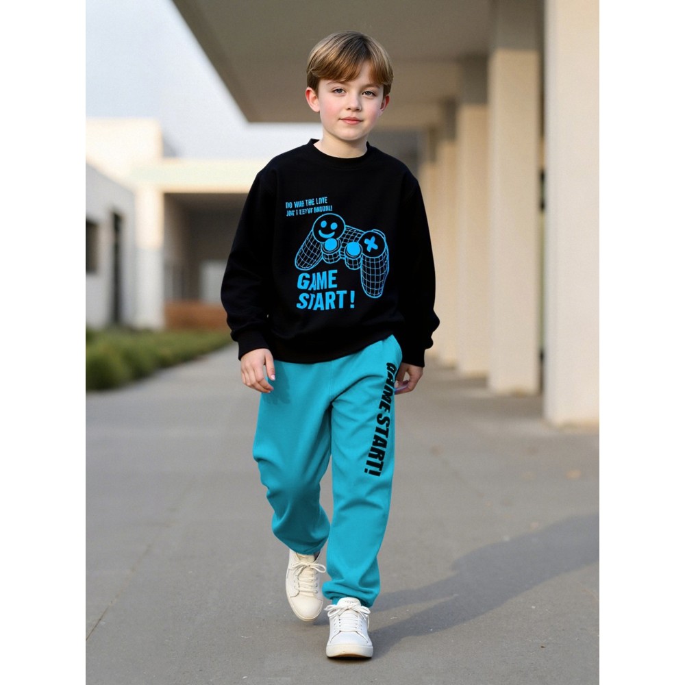 Take Two - 2pc-Set - Boy's Game Start Graphic Sweatshirt & Joggers - Multicolor