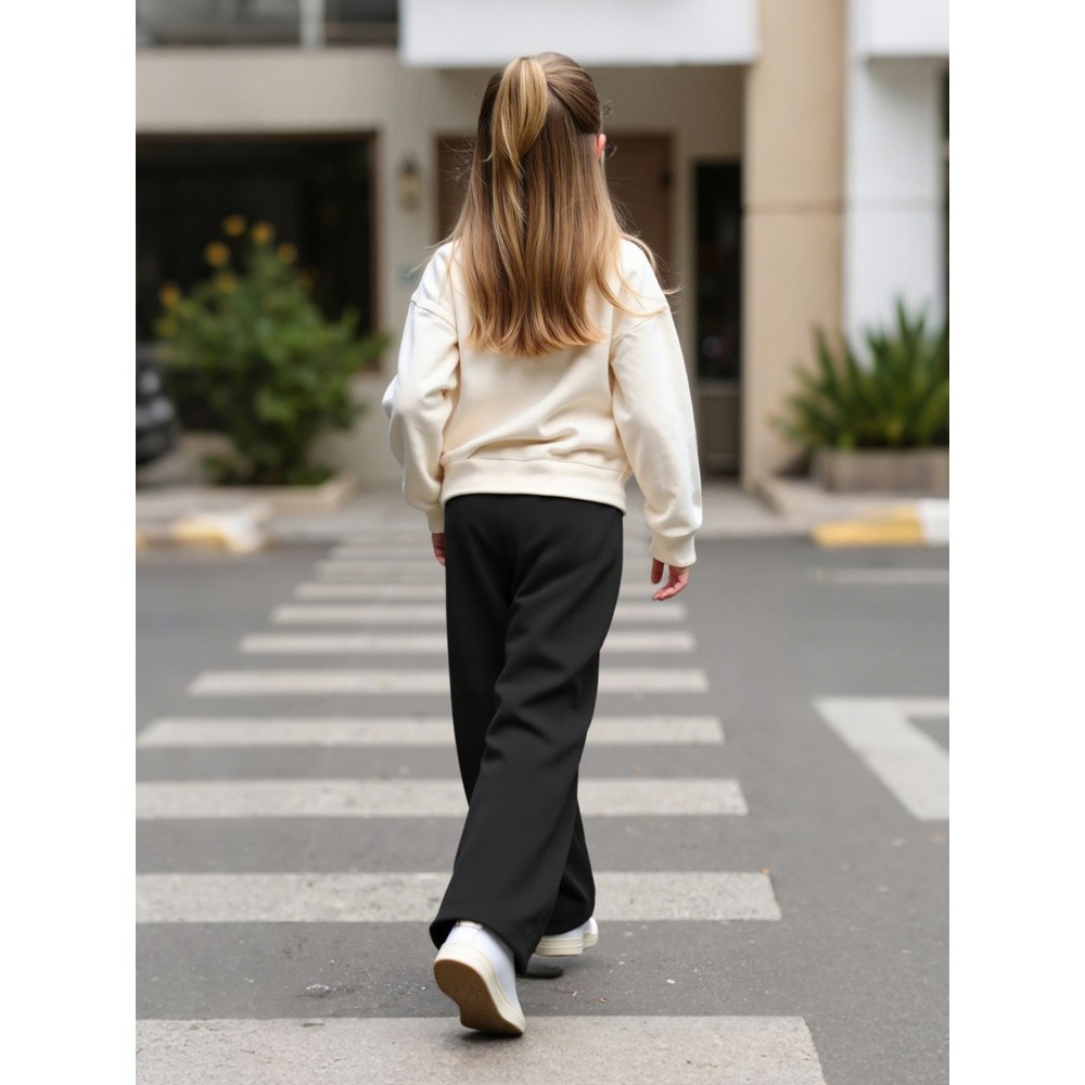 Take Two - 2pc-Set - Girl's Be Happy Graphic Sweatshirt & Pants - Multicolor