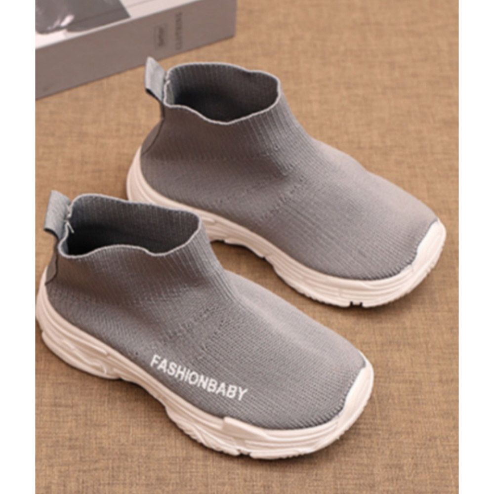Take Two - Girl's Solid Slip-On Sneakers - Grey
