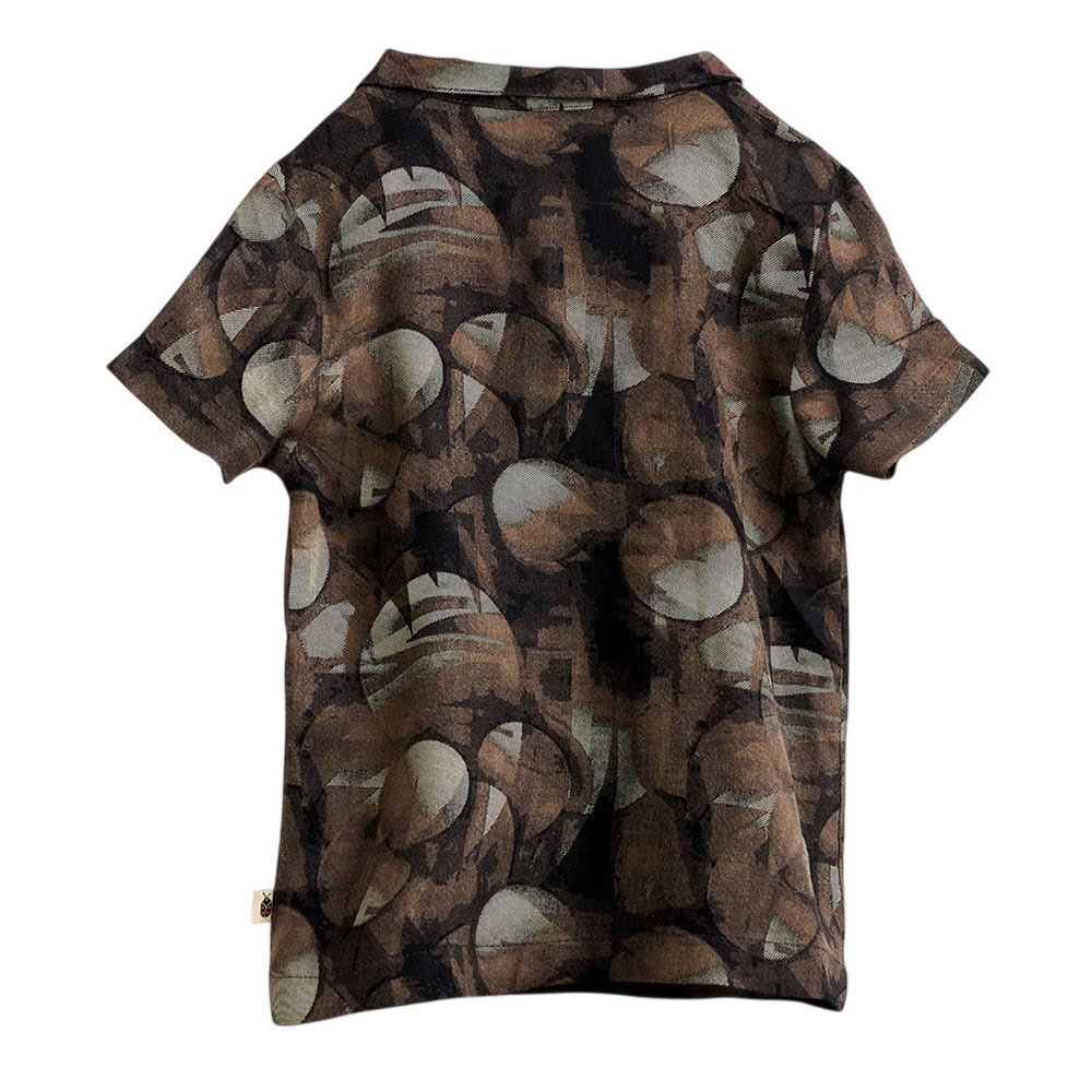 StyloBug - 2pc-Set - Boy's Printed Collar Neck Casual Shirt & Shorts - Brown