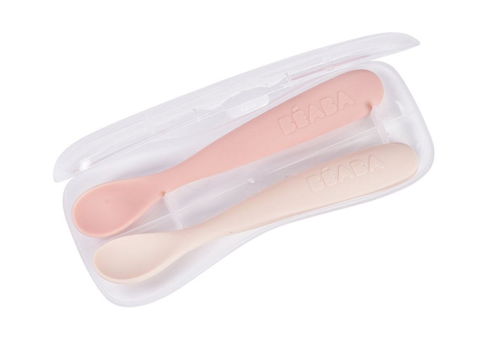 Beaba - First Age Silicone Spoon - Cotton Candy - 2 Pc Set