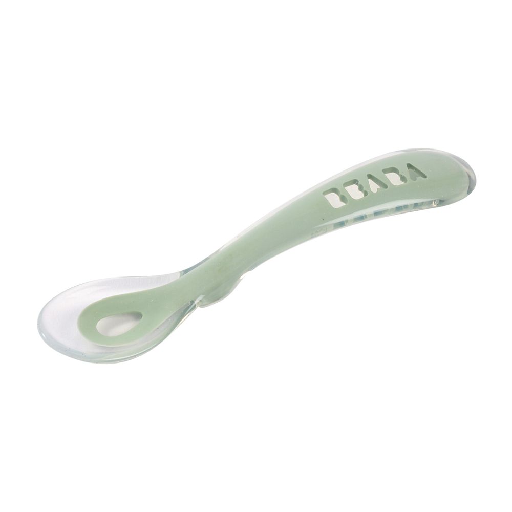 Beaba - 2nd Age Silicone Baby Spoon - Misty Green