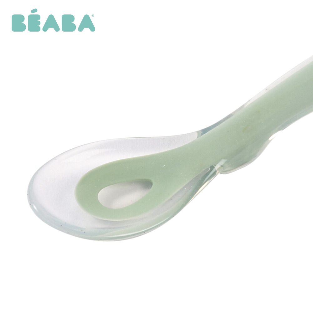 Beaba - 2nd Age Silicone Baby Spoon - Misty Green