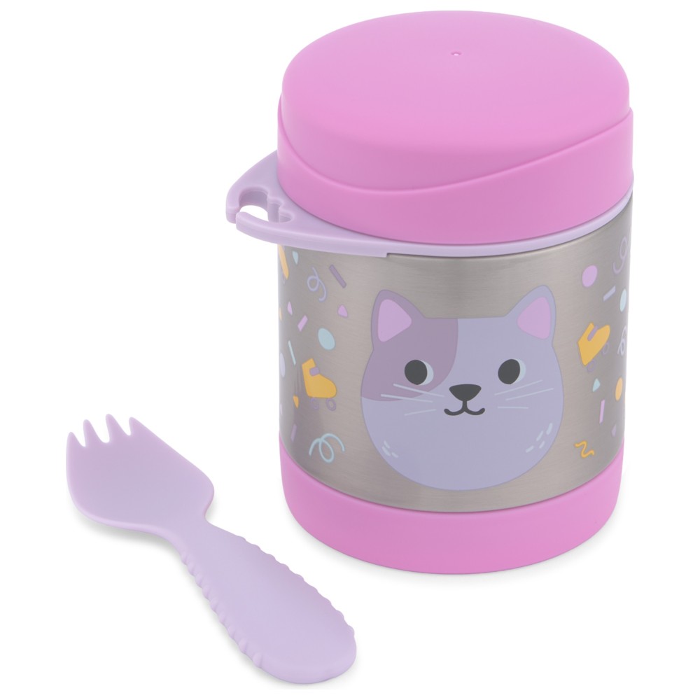 Skip Hop - Besties Squad Food Jar With Spork - Cat - 325 ml