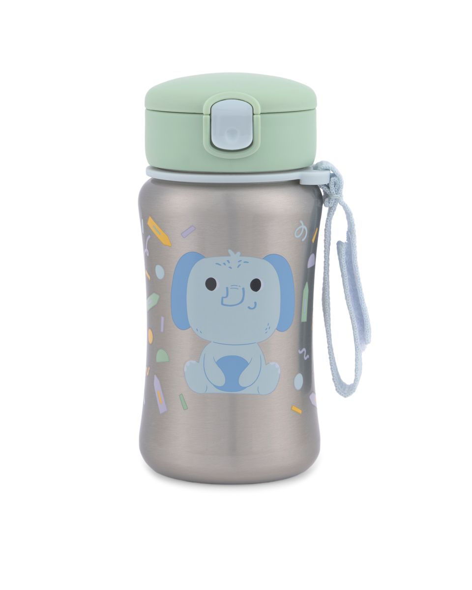 Skip Hop - Besties Squad Stainless Steel Straw Bottle - Elephant - 350 ml