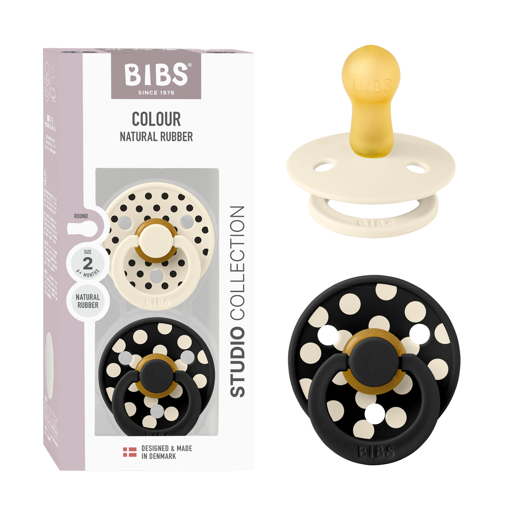 BIBS - Studio Polka Latex Size 2 Baby Pacifiers 6-18M - Pack of 2