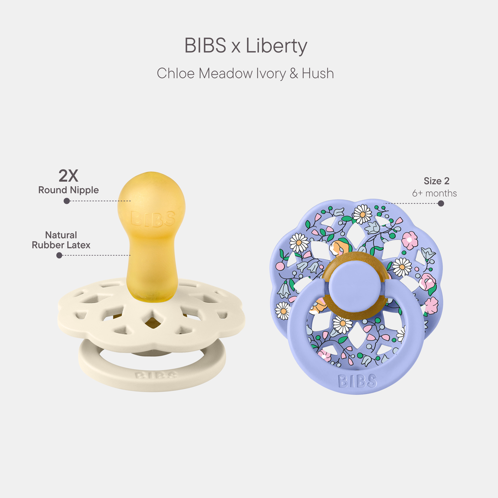 BIBS - X Liberty Boheme Oscar Meadow Latex Size 2 Baby Pacifier 6+M - Pack of 2