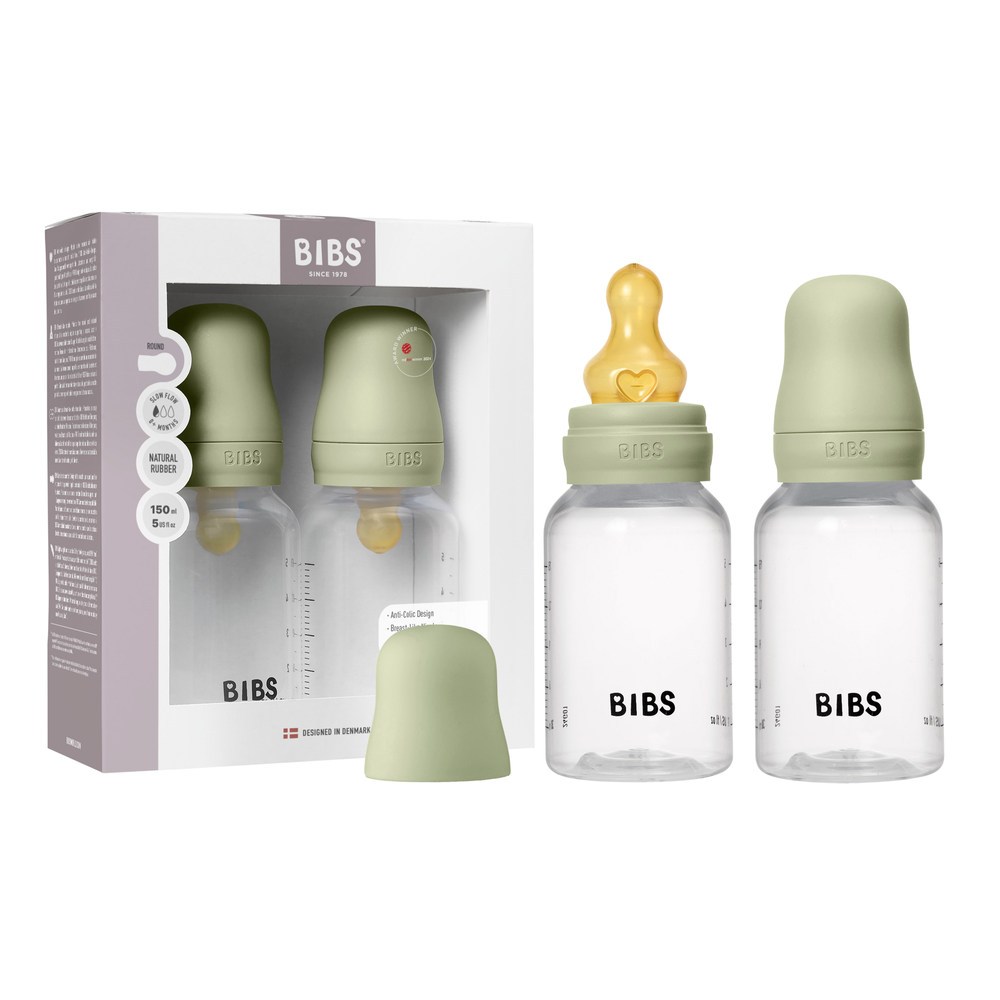 BIBS - Round Latex Slow Flow Baby Bottle - Pack of 2 - 150 ml