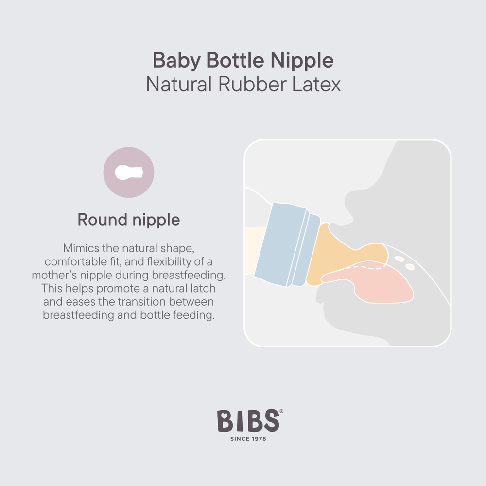 BIBS - Round Latex Slow Flow Baby Bottle - Pack of 2 - 150 ml