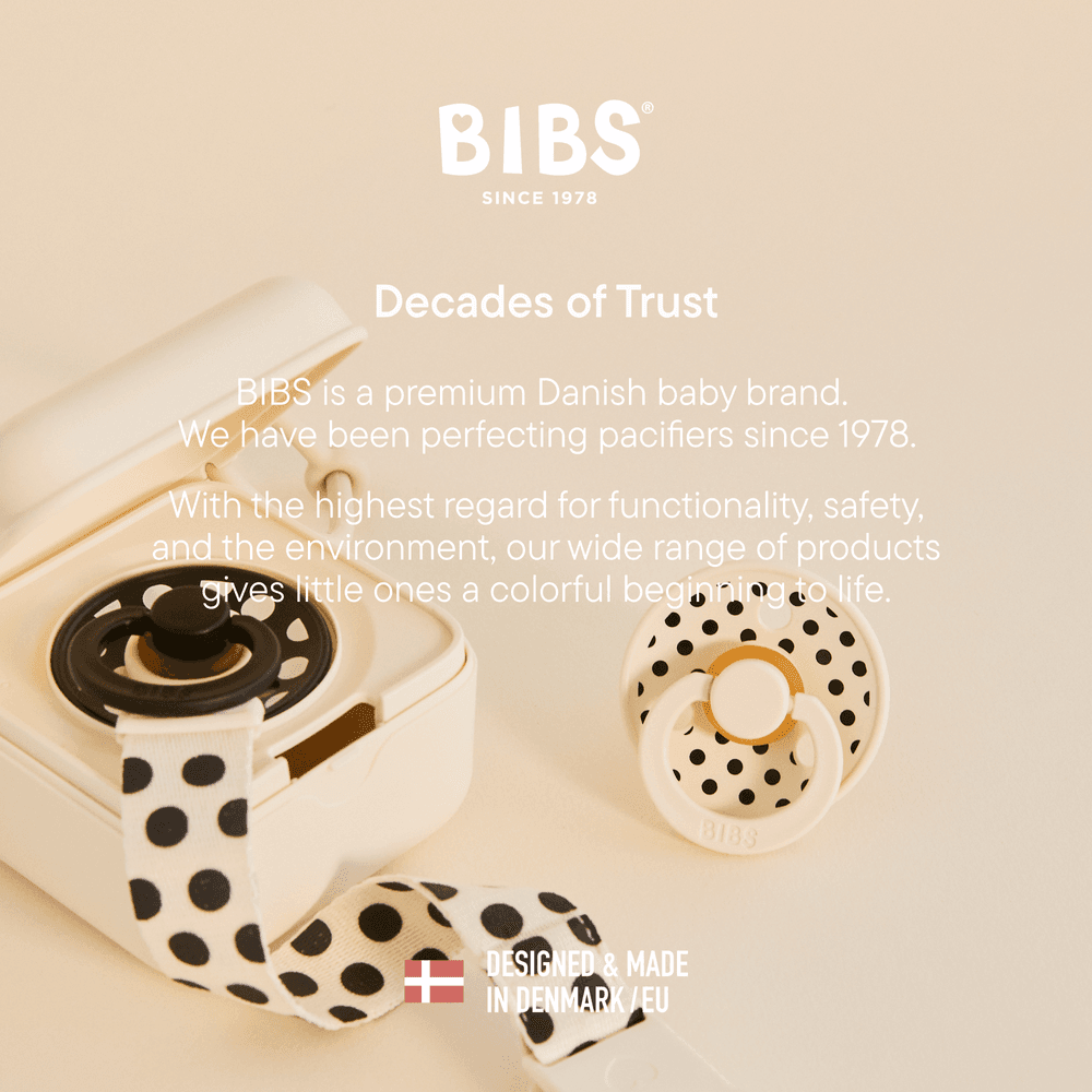 BIBS - Studio Pacifier Polka Loop Clip - Ivory Black
