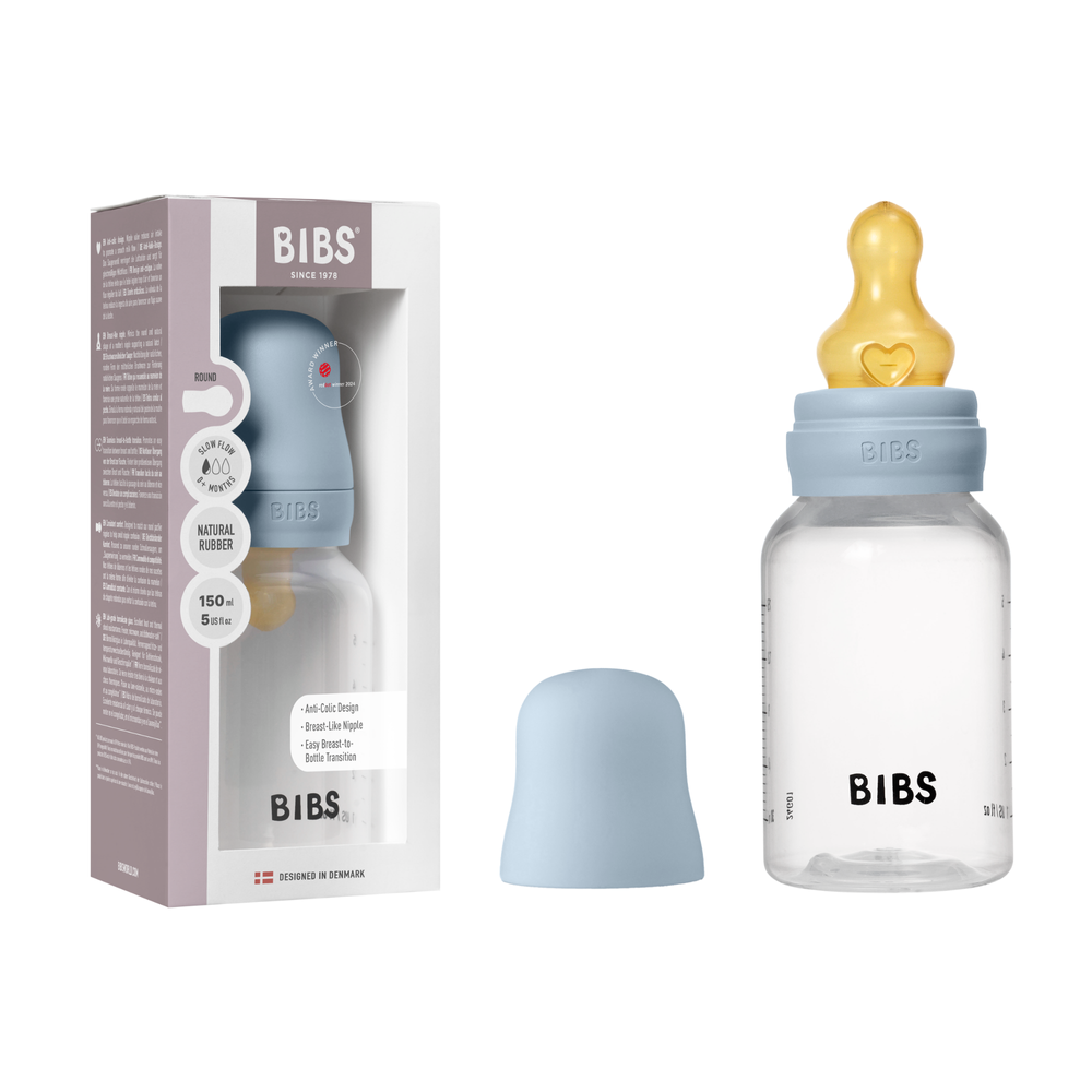 Bibs - Size 1 Latex Pacifier With Baby Bottle - 150 ml - 5 Pc Set