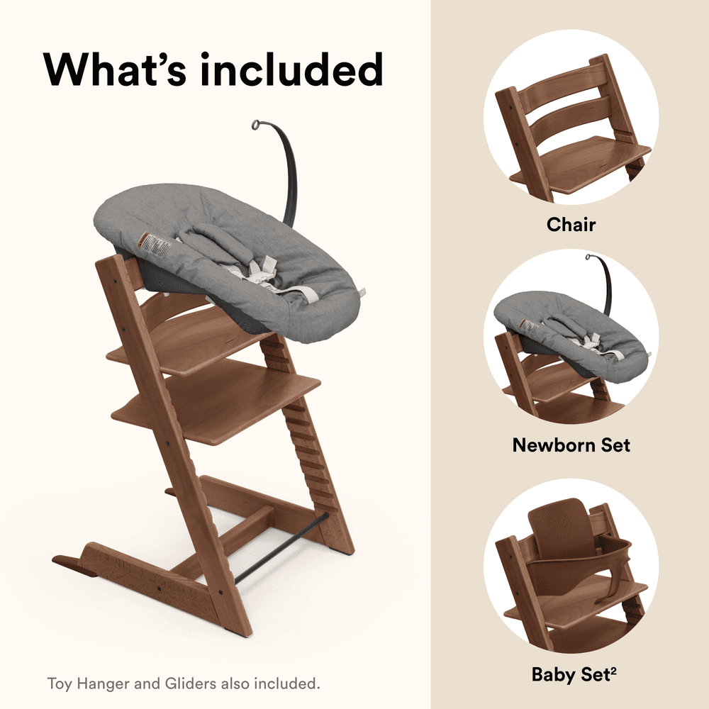Stokke - Tripp Trapp Chair With Baby & Newborn Set - Warm Brown/White