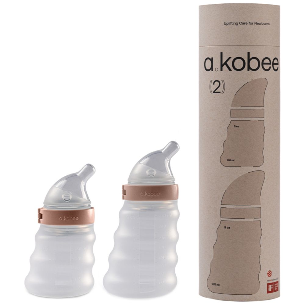 A.Kobee - 2pc-Set - Harmony Newborn & Slow Flow Feeding Bottles - 150 ml + 265 ml