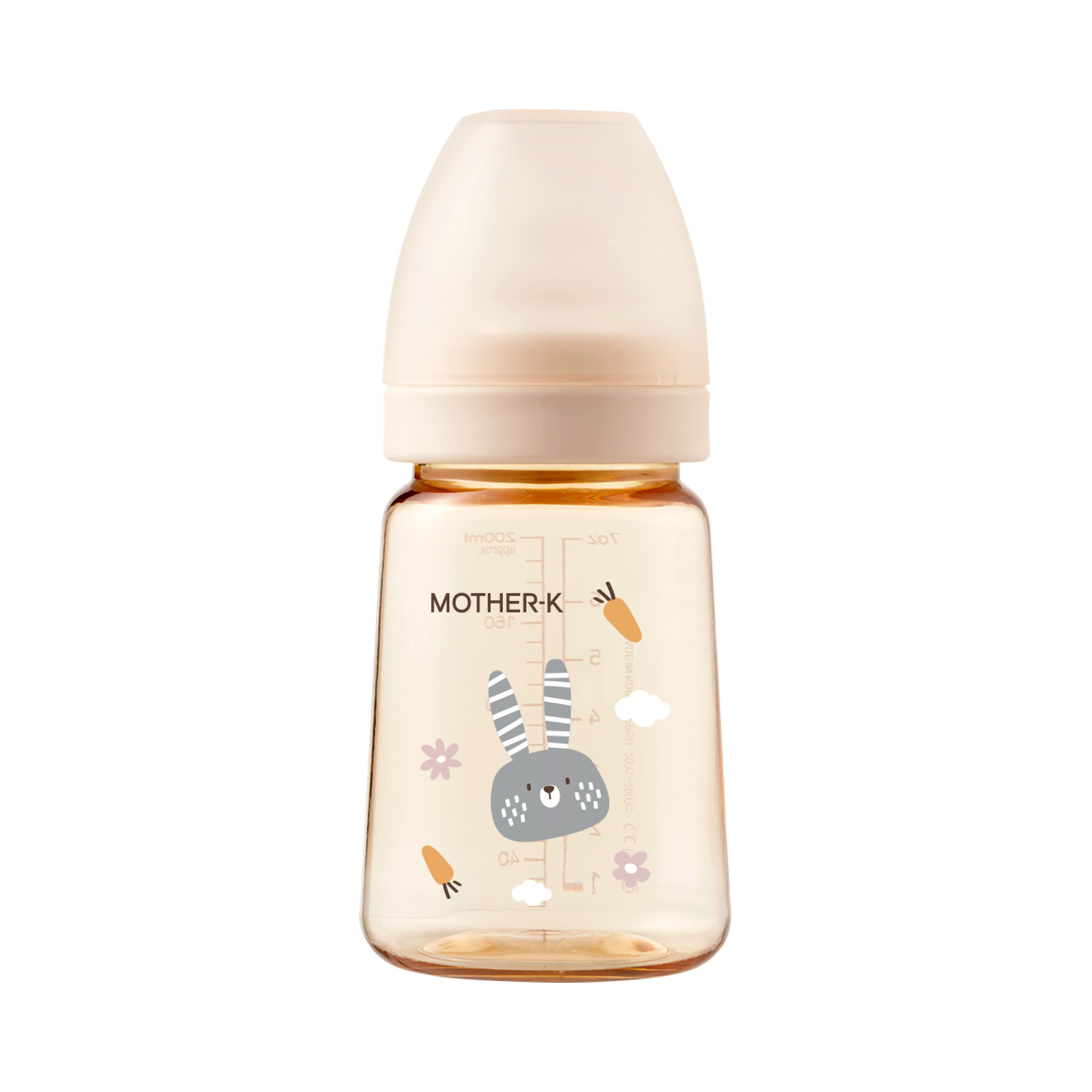 Mother K - Baby Feeding Bottle With Step 2 Nipple - Bunny Blossom - 180 ml