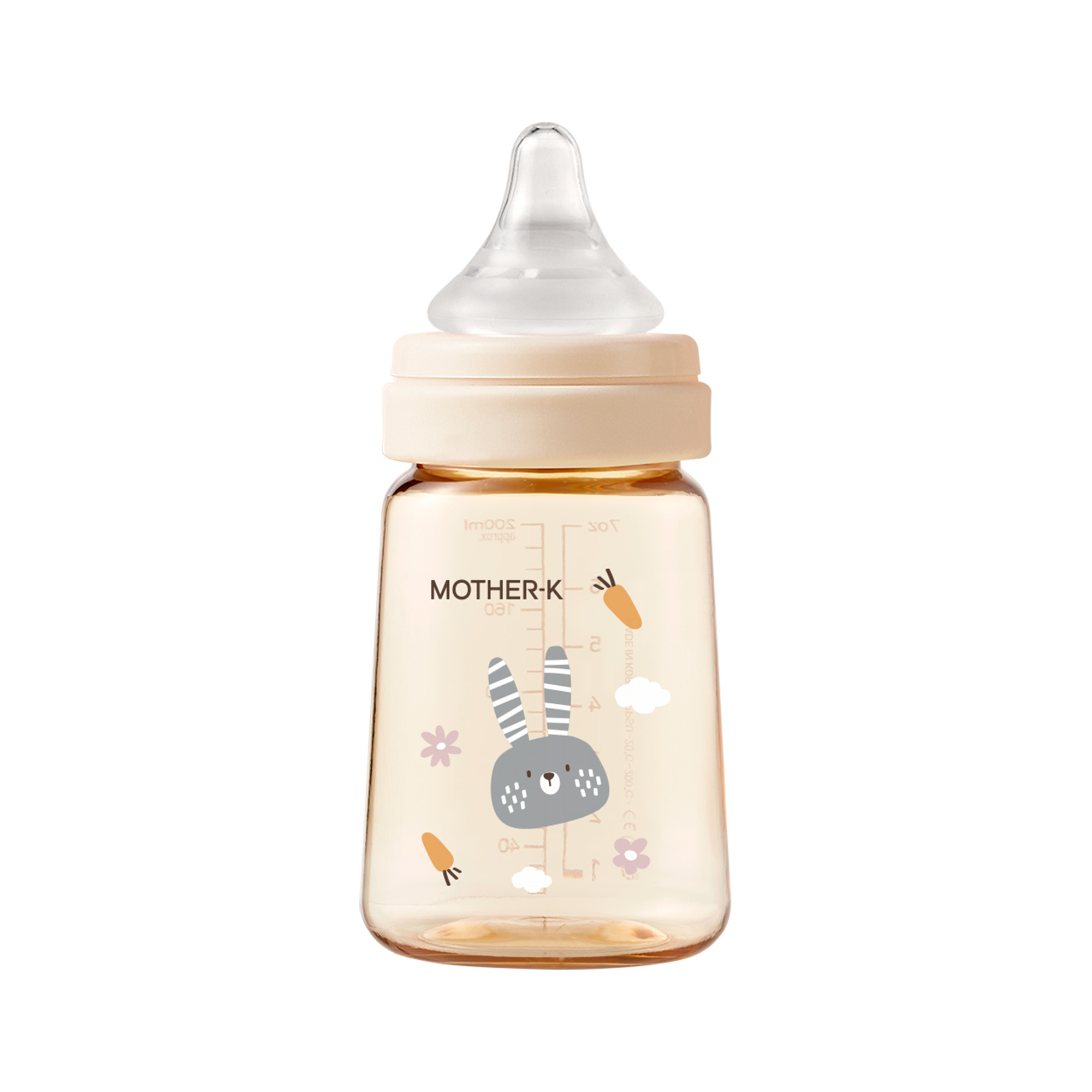 Mother K - Baby Feeding Bottle With Step 2 Nipple - Bunny Blossom - 180 ml