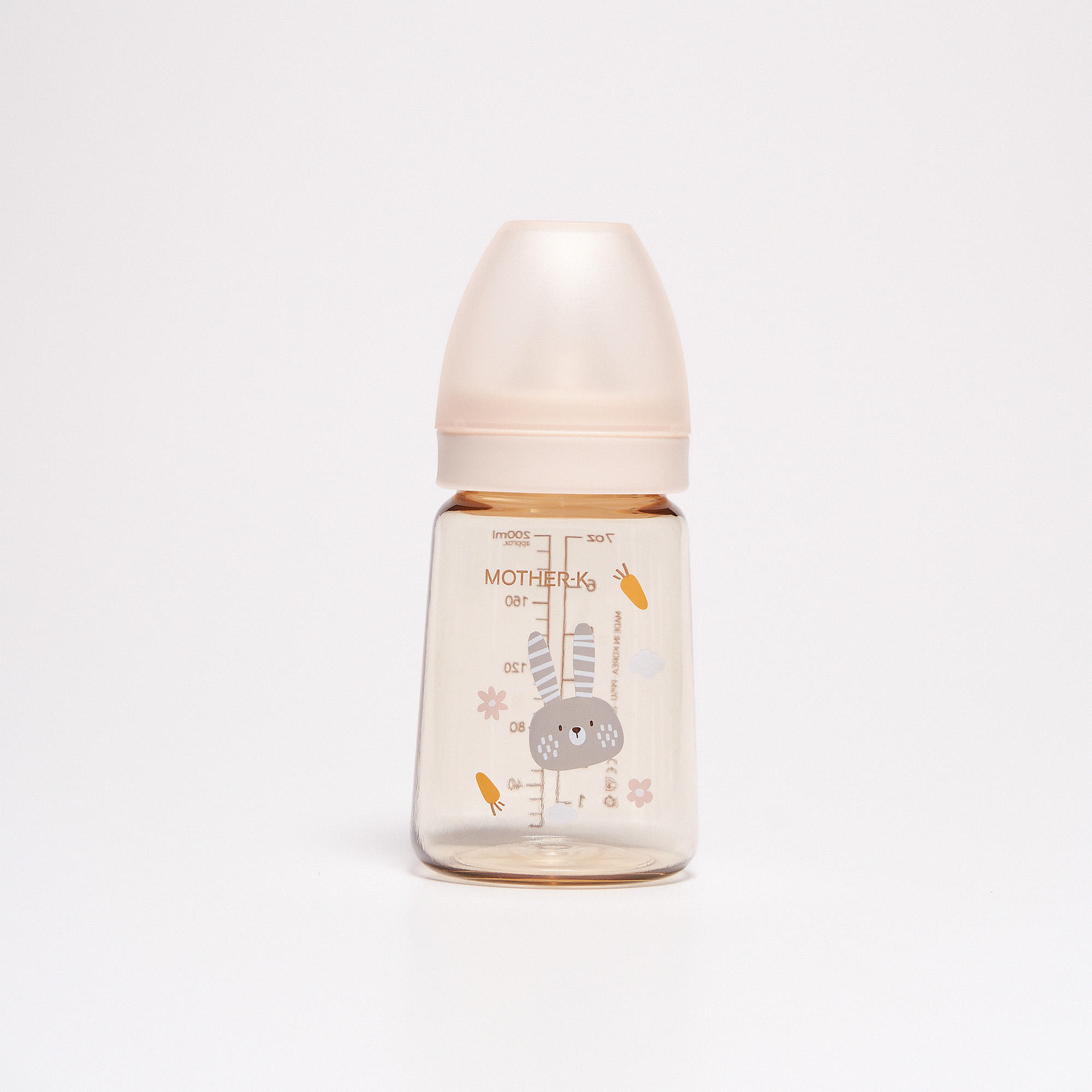 Mother K - Baby Feeding Bottle With Step 2 Nipple - Bunny Blossom - 180 ml
