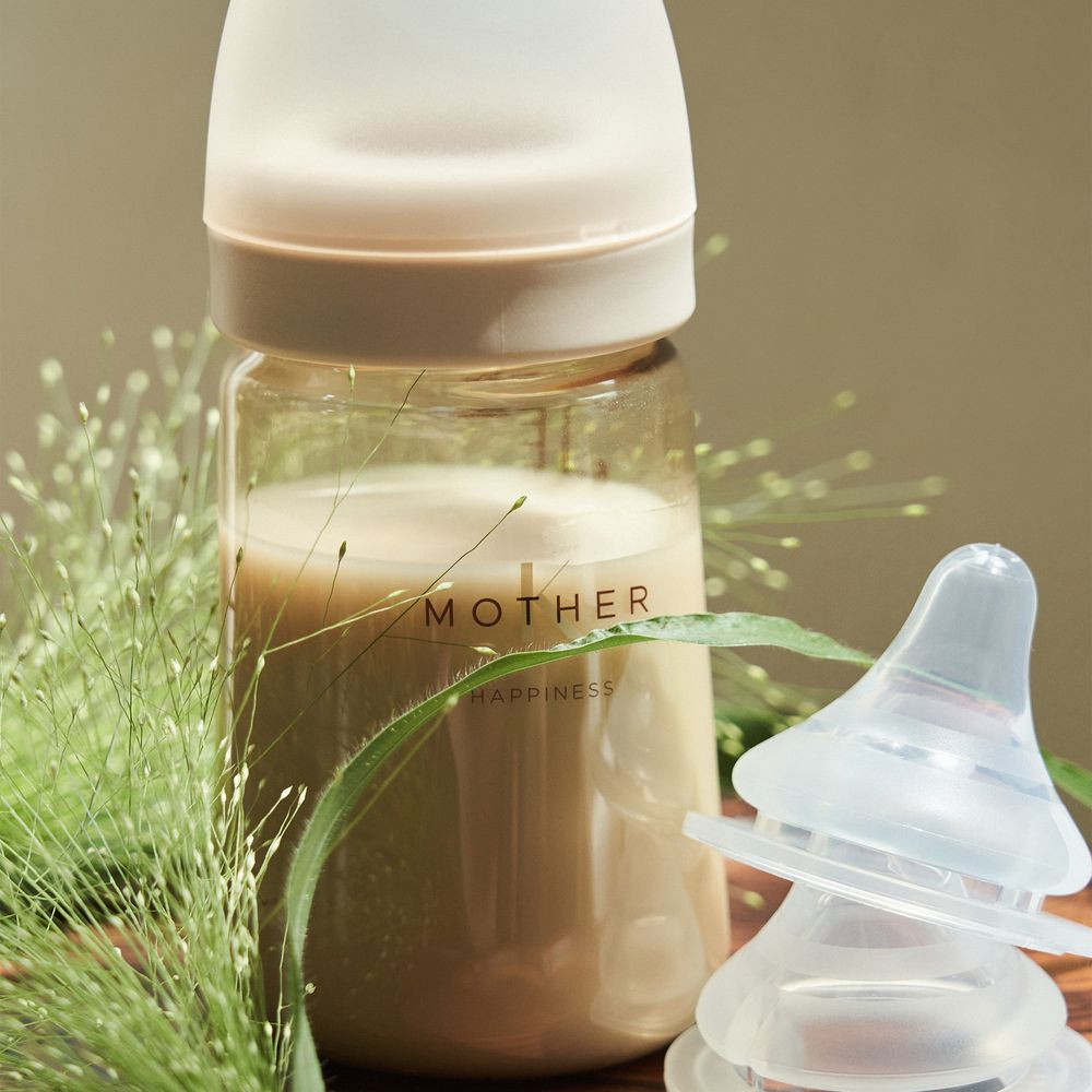 Mother K - PPSU Feeding Bottle With Nipple - Cream - Step 2 - 180 ml