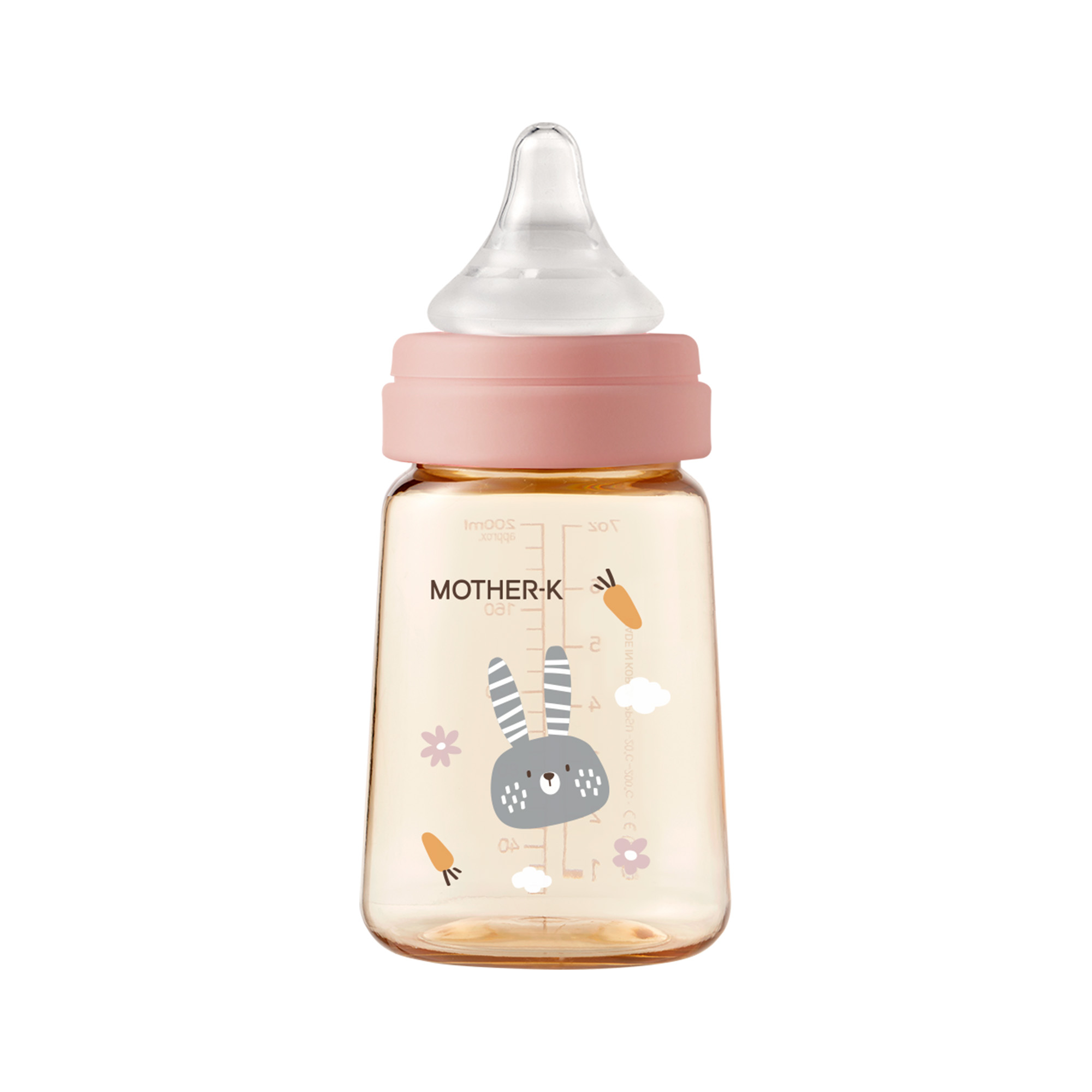 Mother K - Baby Feeding Bottle With Step 2 Nipple - Rabbit - 180 ml