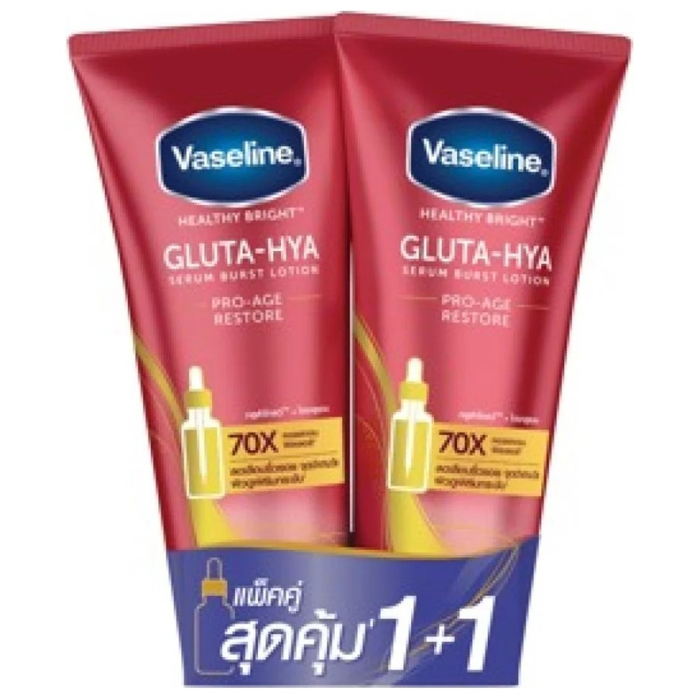 Vaseline - Gluta-Hya Serum Burst Lotion - Pro-Age Restore - 300 ml - Pack of 2