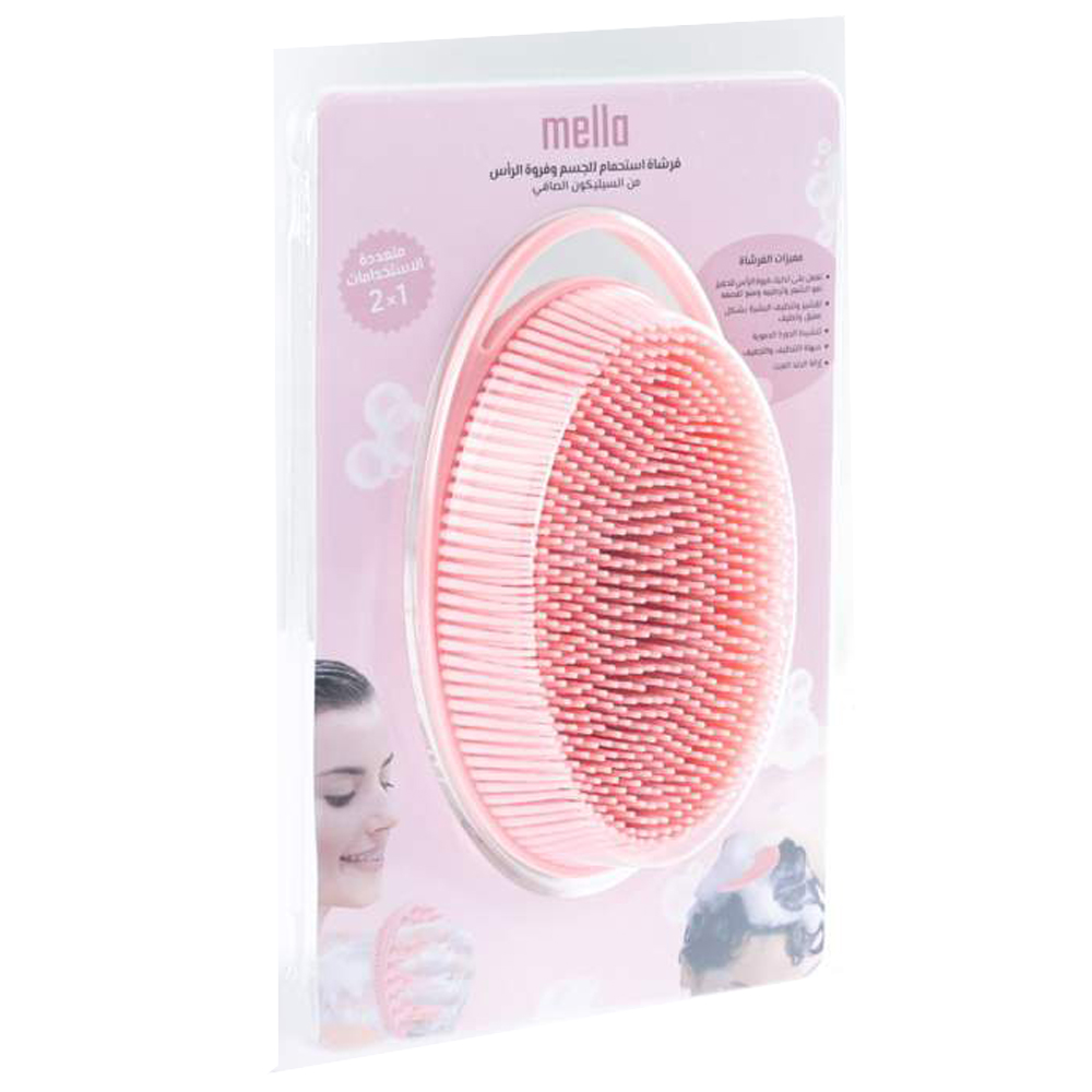 Mella - 2-In-1 Silicone Shower Brush - Pink