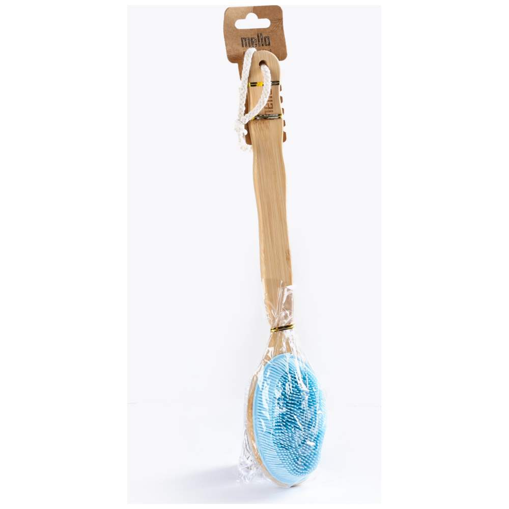 Mella - 2-In-1 Silicone Shower Brush With Long Handle - Blue