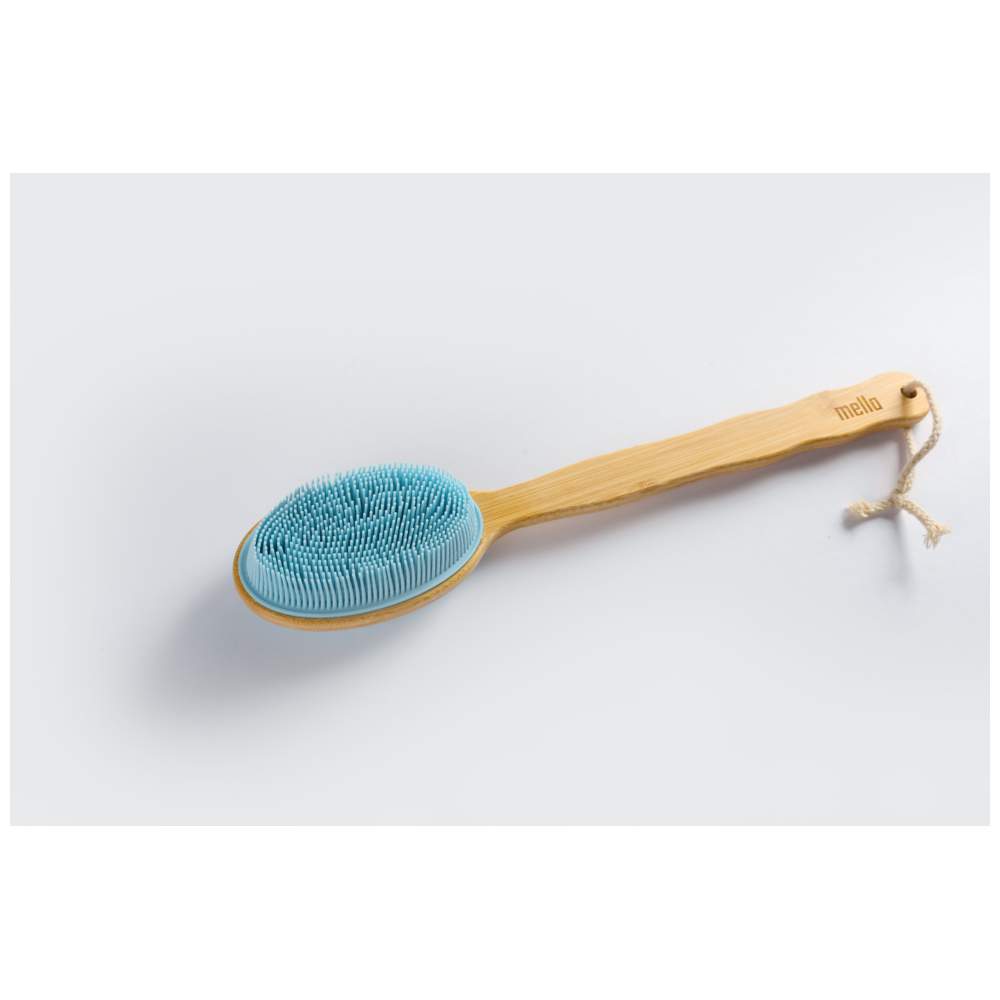 Mella - 2-In-1 Silicone Shower Brush With Long Handle - Blue