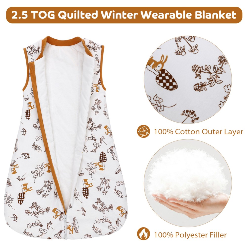 Lat - Baby 2.5 Tog Rabbit Printed Warm Sleeveless Sleeping Bag - Brown