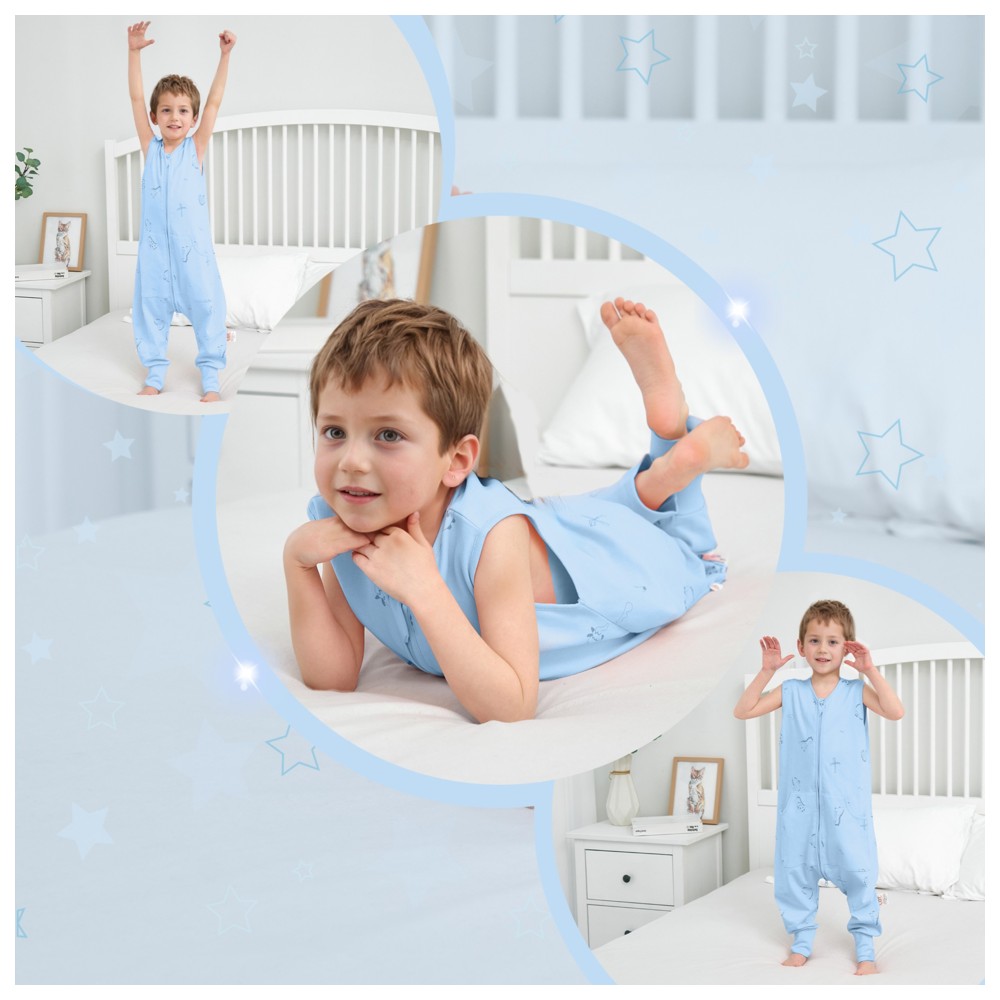 Lat - Boy's 100% Cotton Sleeveless Sleepsuit With Pocket - Blue