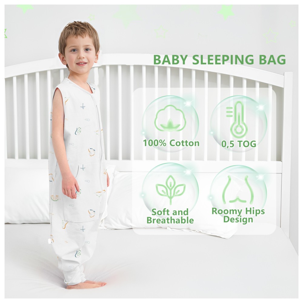 Lat - Kids 100% Cotton Sleeveless Sleepsuit With Pocket