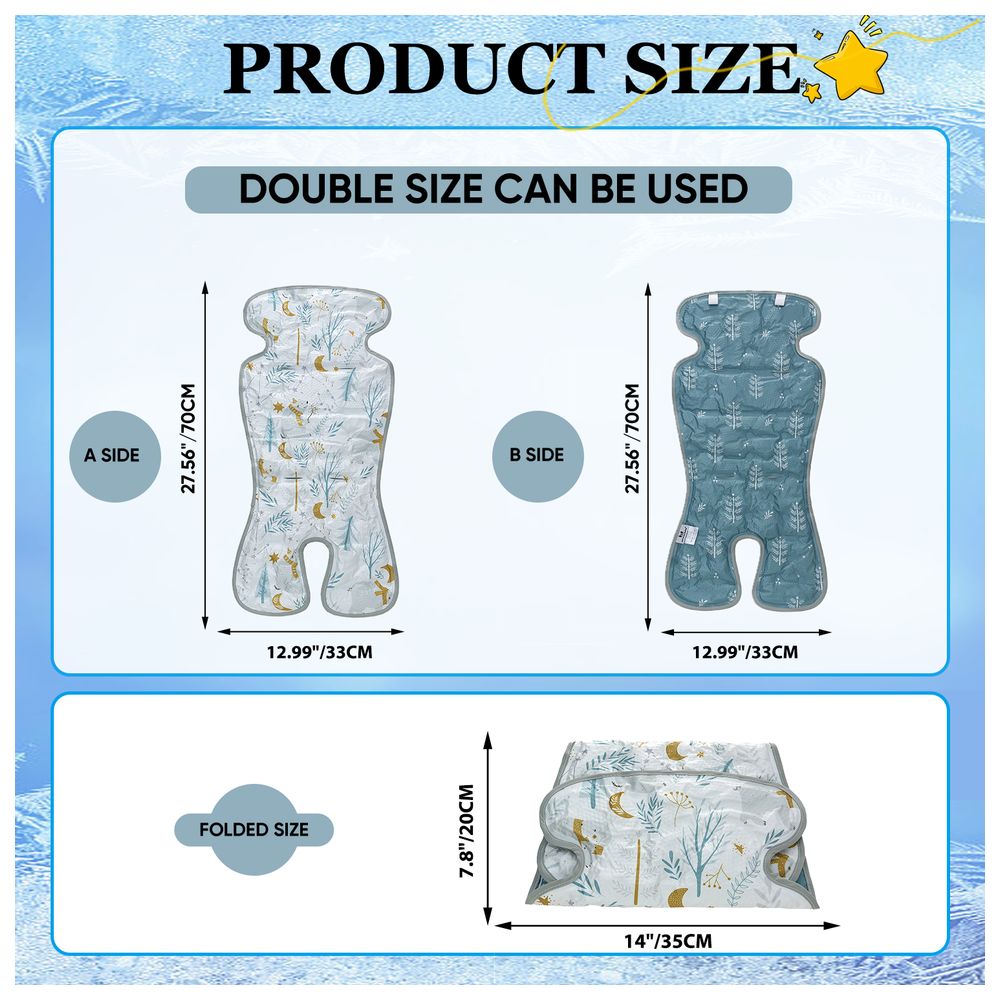 Miracle Baby - Reversible Stroller Cushion Cooling Pad - Blue