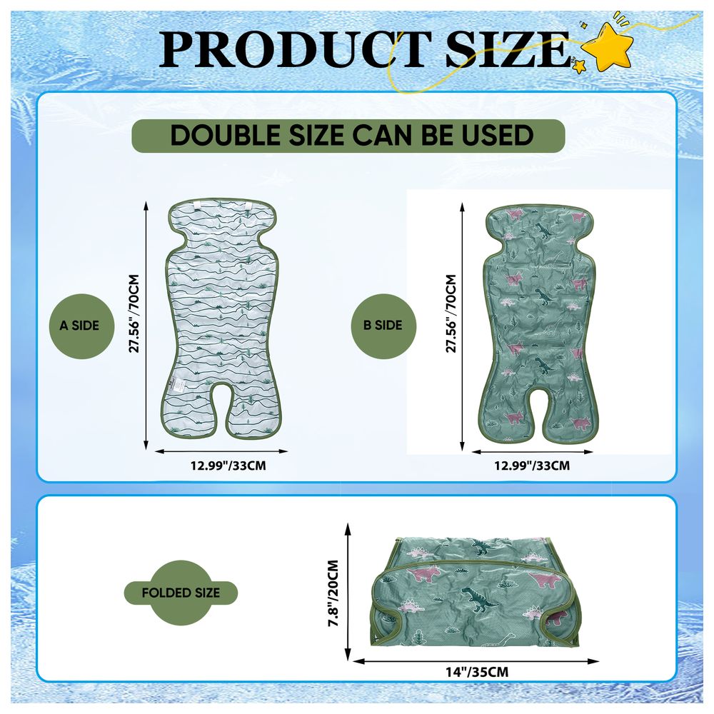 Miracle Baby - Reversible Stroller Cushion Cooling Pad - Green