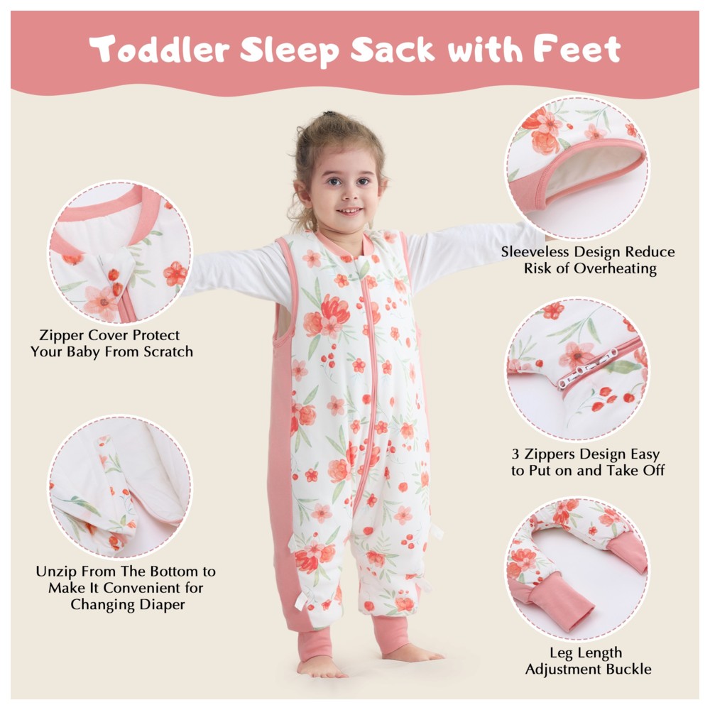 Miracle Baby - Baby Girl's 2.5 Tog Winter Sleeveless Sleepsuit - Pink