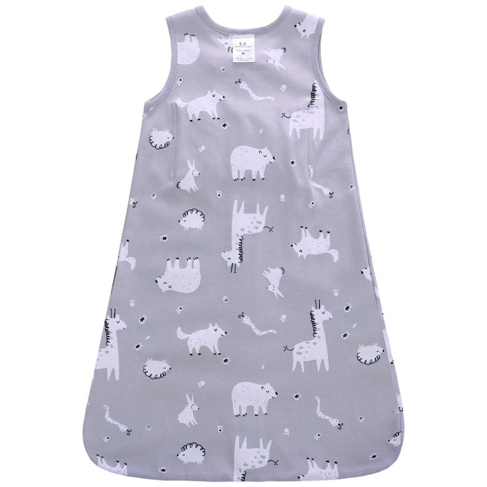 Miracle Baby - 100% Cotton Sleeveless Zipper Swaddle Sleeping Bag - Grey