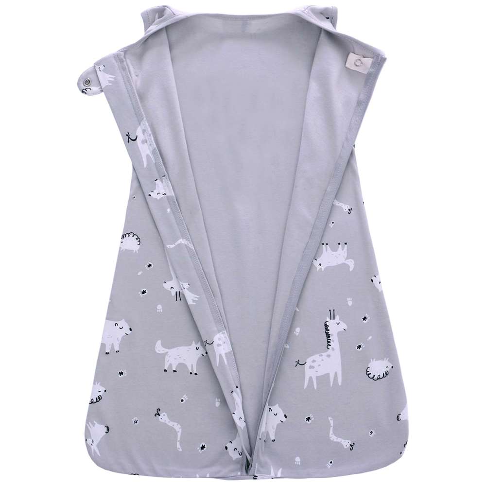 Miracle Baby - 100% Cotton Sleeveless Zipper Swaddle Sleeping Bag - Grey