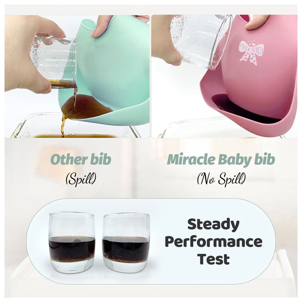 Miracle Baby - Silicone Bibs - Pink - 2 Pc Set