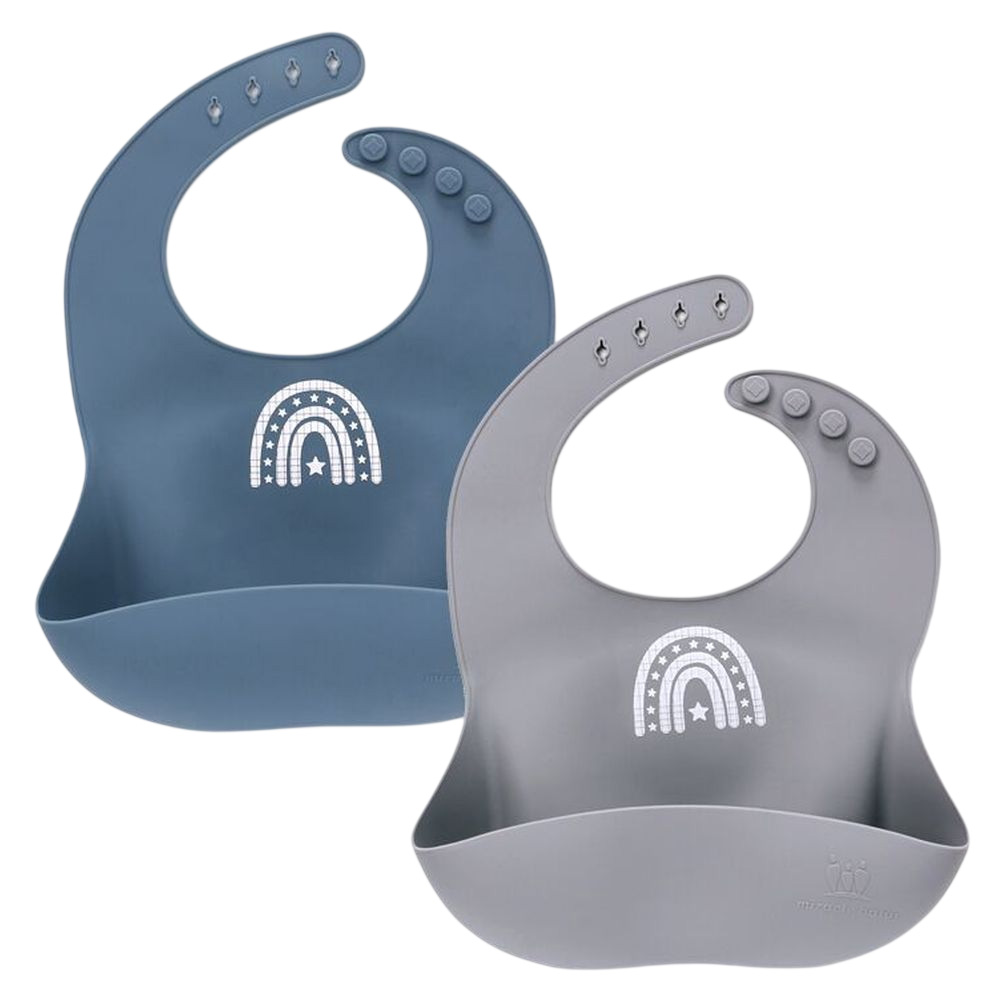 Miracle Baby - Silicone Bibs - Blue - 2 Pc Set