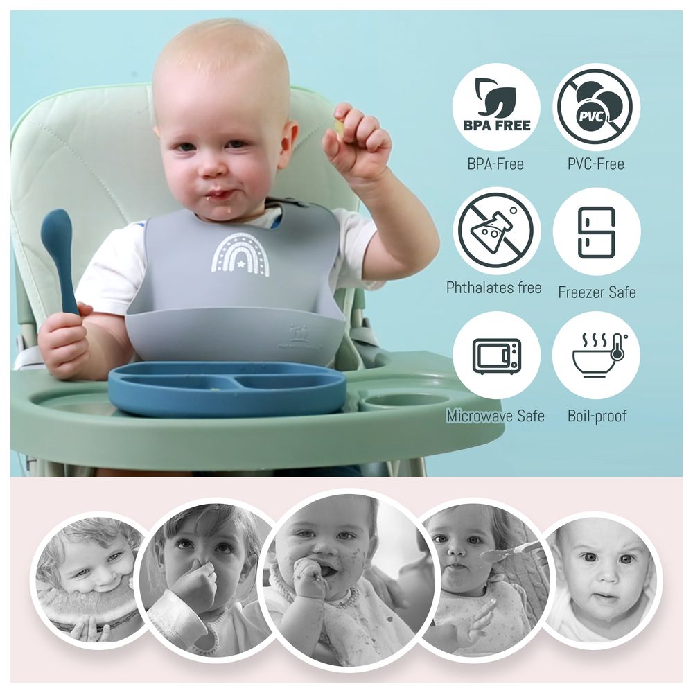 Miracle Baby - Silicone Bibs - Blue - 2 Pc Set