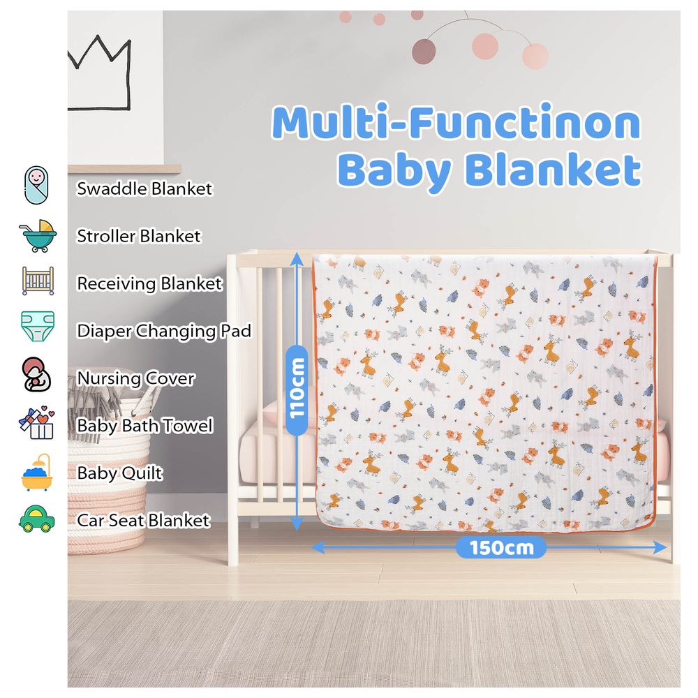Miracle Baby - Cotton Double Layer Baby Blanket - Orange
