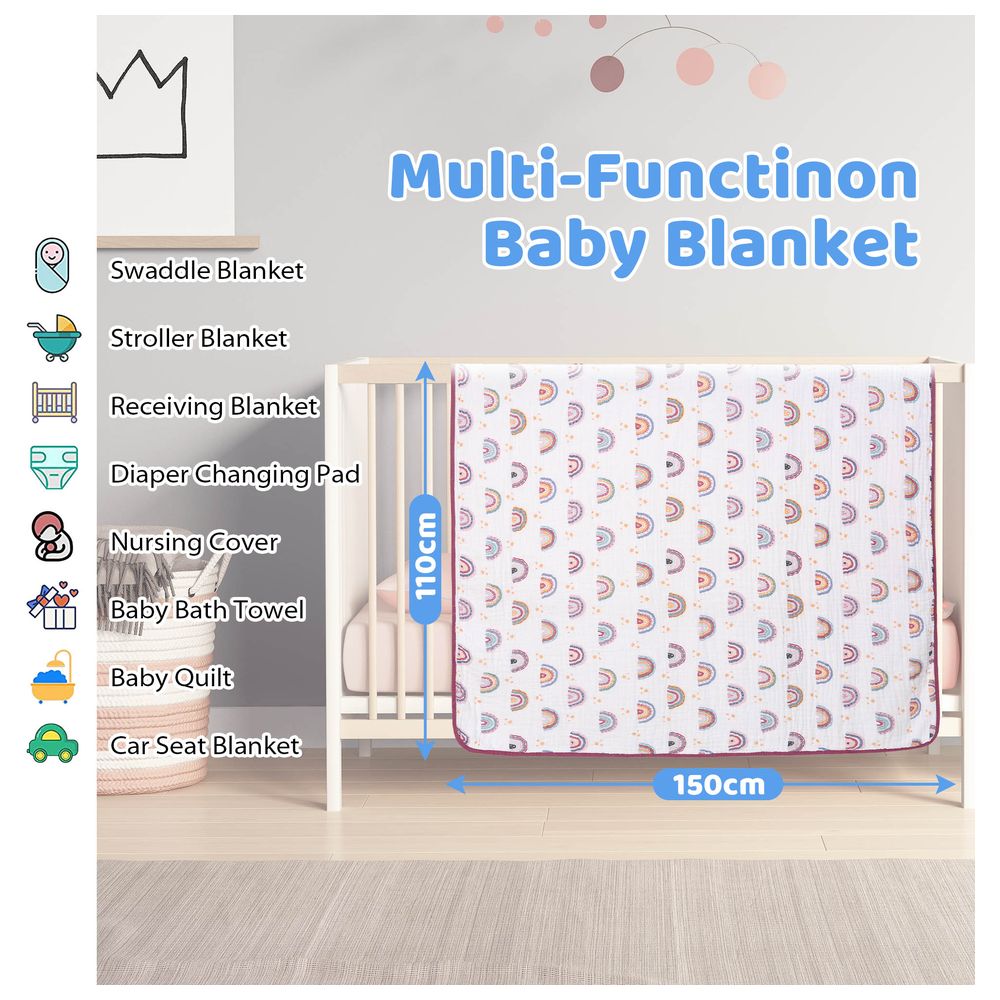 Miracle Baby - Cotton Double Layer Baby Blanket - Purple