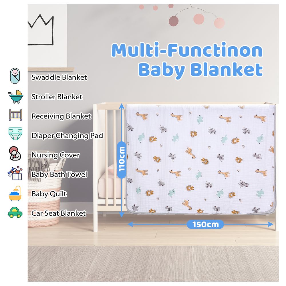 Miracle Baby - Cotton Double Layer Baby Blanket - Grey