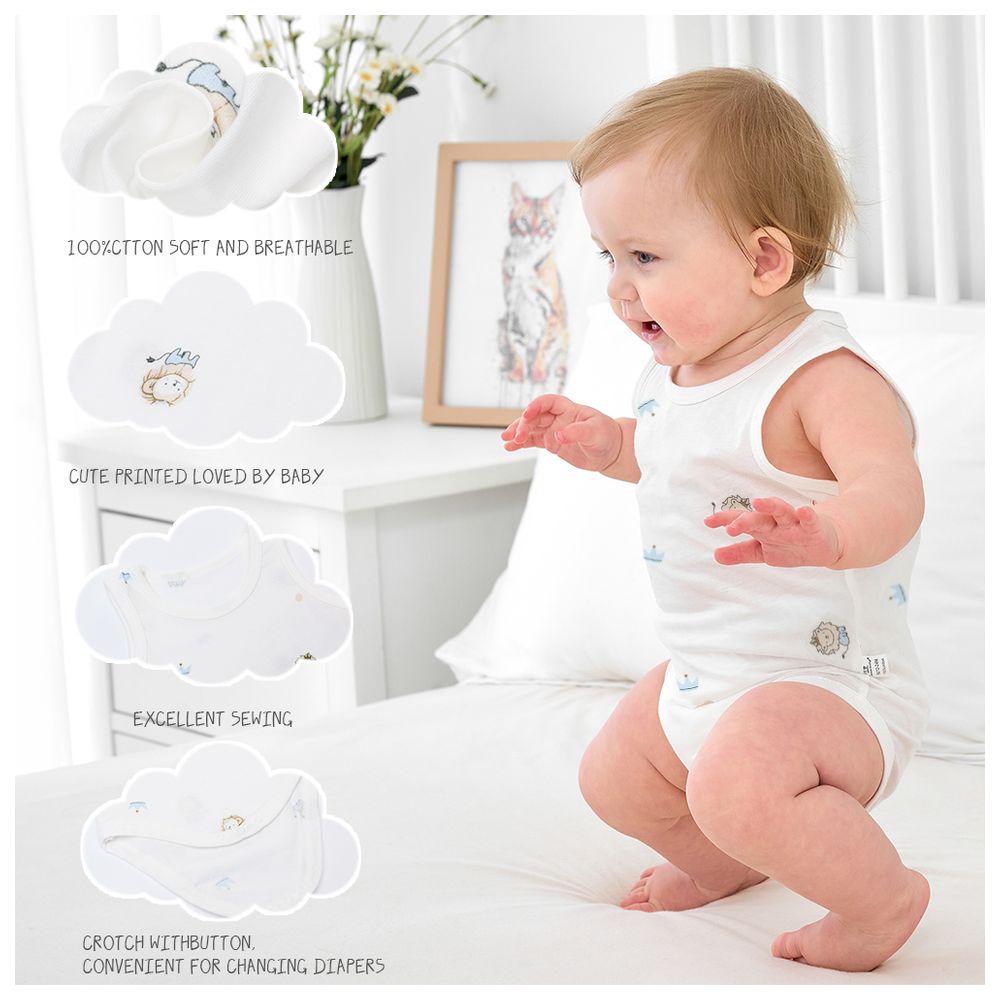 Miracle Baby - 3pc-Set - Baby Boy's Cotton Sleeveless Bodysuit - White